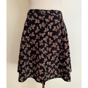 Vintage 90s A Line Mini Skirt Black Brown Leaves Byer Alt Goth The Craft Size M